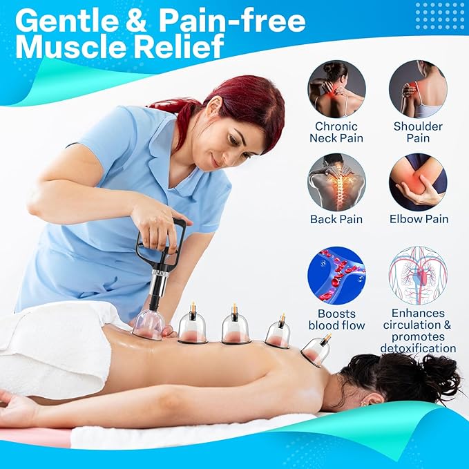 Cupping Kit for Massage Therapy, Silicone Physical Chinese Therapy Cupping Set at Home, Professional Muscle Cupping Tool with Pump & Vacuum Cups for Cellulite Reduction-Ruum Studio Home