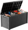 180 Gallon Deck Box Large Outdoor Storage for Patio Furniture,Outdoor Cushions,Garden Tools and Pool Supplies,Waterproof,Resin,Lockable(Black)-Ruum Studio Home