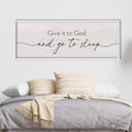 LuZhiQiang Give It To God And Go To Sleep Sign Above Over Bed Wall Decor Art 40"X15" for Master Bedroom Large Wood Framed Hanging (White)-Ruum Studio Home