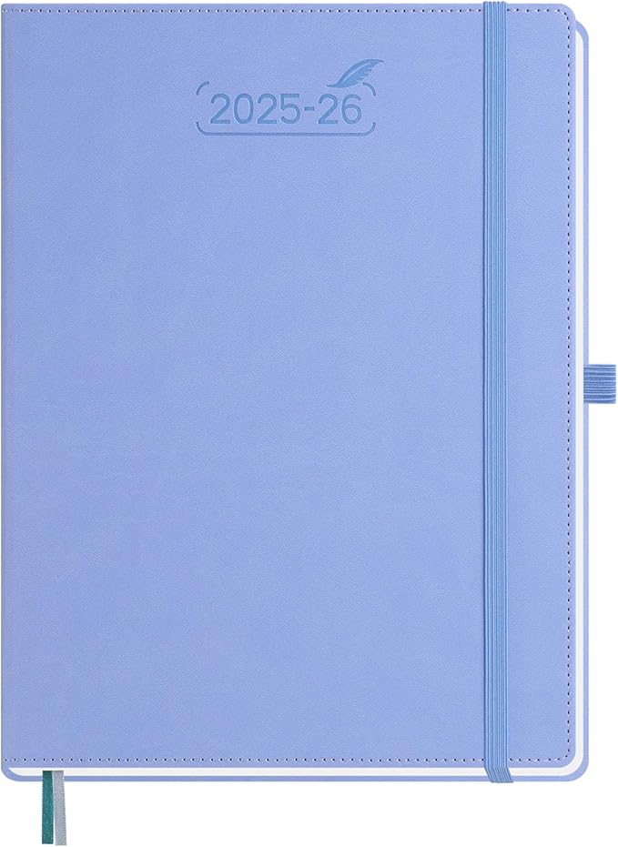 BEZEND Planner 2025-2026 Weekly and Monthly, 8.5" x 11" Academic Calendar (Jul 25-Dec 26) Vertical Daily Appointment with Hourly Timeslot & Monthly Tab, PU Leather Hardcover - Cornflower-Ruum Studio Home