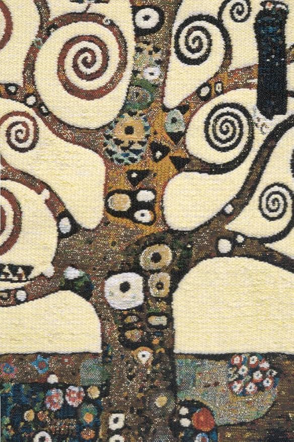 C Charlotte Home Furnishings Inc Lebensbaum Tree Belgian Cushion Cover | Pure Cotton Decorative Cushion Case | Cushion Cover for Indoor Use | 17x17 Inch Cushion Cover for Living Room I By Gustav Klimt-Ruum Studio Home
