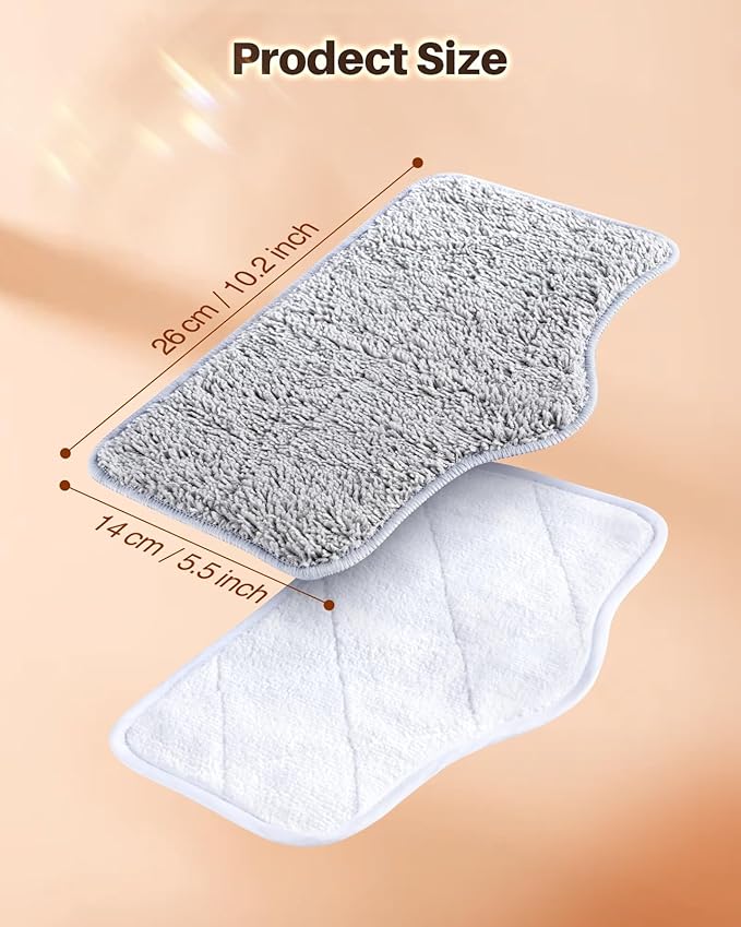 ScrubWiz Steam Mop Pads with Washable and Reusable, 6 Pack Replacement, 2 Material Types Accessories Compatible With Steamer Mop for Cleaning Floors and Carpets, White and Gray-Ruum Studio Home