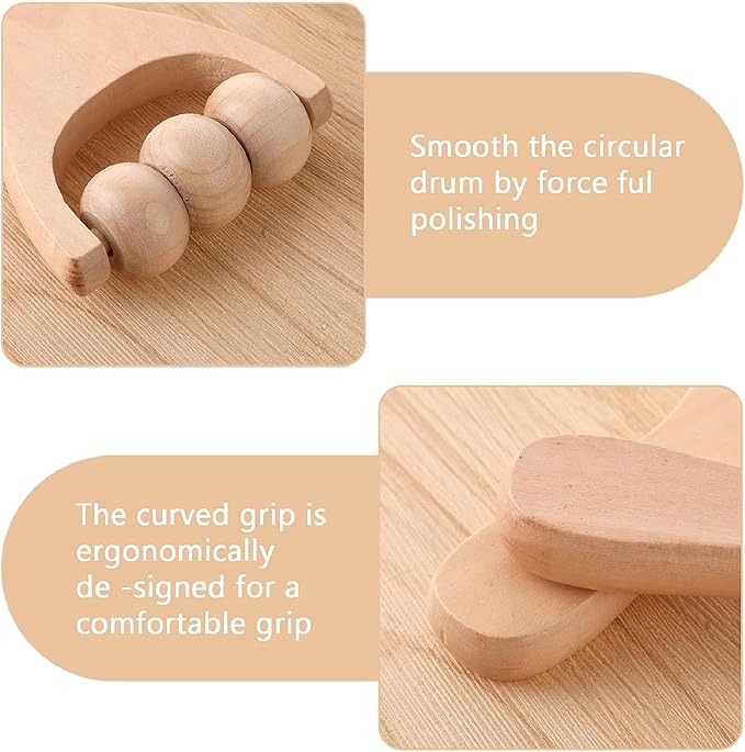 3Pcs Wooden Hand Massage Roller, Manual Wood Therapy Massage Tools Massager Roller for Relaxes Thigh, Leg, Hands Full Body Muscle Men Women Gift-Ruum Studio Home