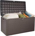 80 Plus Gallon Outdoor Storage Box, Waterproof Resin Deck Box Outdoor Storage Bin for Patio, Poolside, and Garden, Lockable & UV-Resistant, Ideal for Small Spaces, Brown-Ruum Studio Home