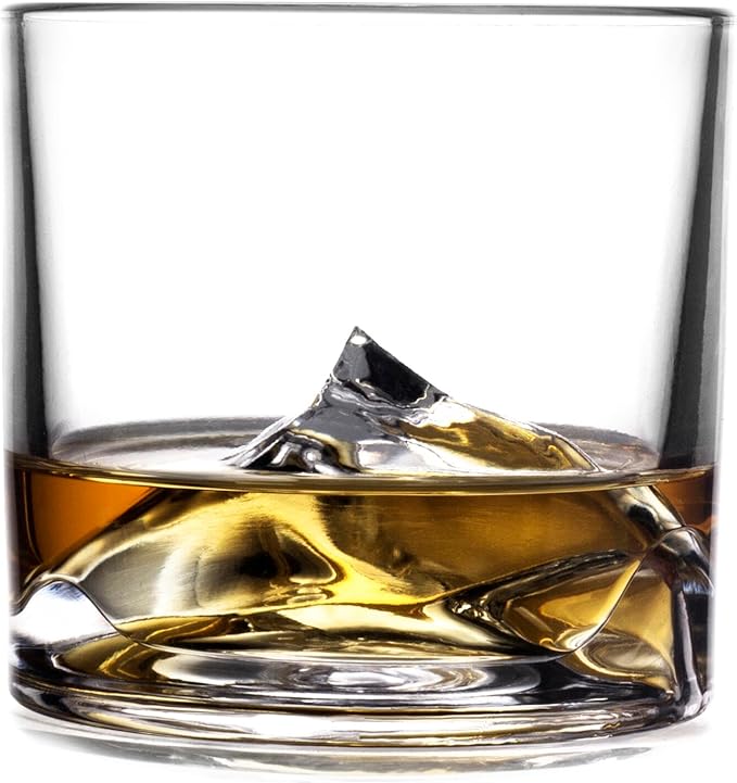 Mount Everest Heavy Crystal Whiskey Glasses Gift Set of 2, Thick Freezable Bourbon Glass 1lb Each, Premium Whiskey Gifts for Men, Frozen Crystal Chills Cocktails, 10 oz-Ruum Studio Home