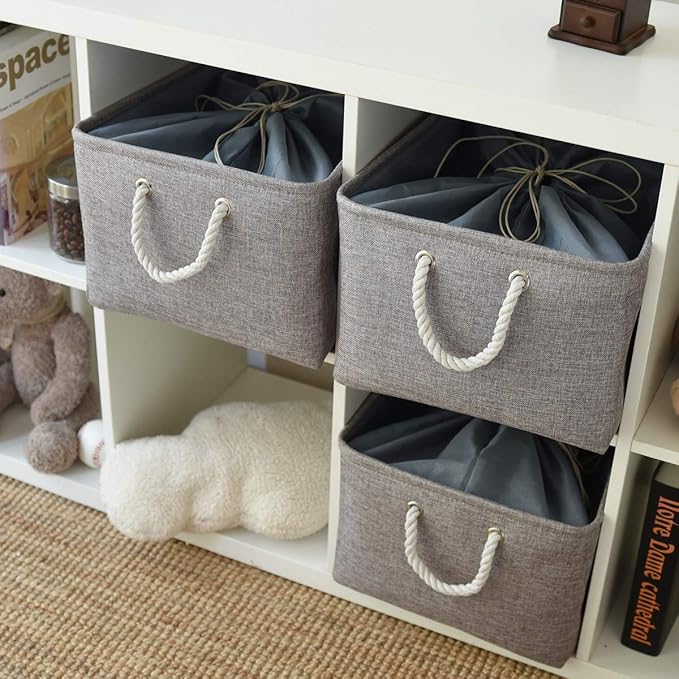 TheWarmHome Fabric Storage Bins Baskets for Organizing, Large Sturdy Storage Basket W/Handles, Decorative Foldable Storage Baskets for Shelves Closet Nursery Toy (X Large - 3 Pack 17.7L×13.8W×9.8H)-Ruum Studio Home