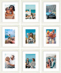 Vittanly 8x10 Picture Frames Set of 9, Shatter Resistant Plexiglass, Display 5x7 Pictures with Mat or 8x10 without Mat, Photo Frames for Wall or Tabletop, Engineered Wood, Whitemist-Ruum Studio Home