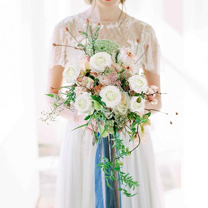 IPOPU 4PCS Real Touch White Ranunculus Artificial Flowers Faux Ranunculus Flowers for Vase Real Look Silk Peonies Fake Peony Flowers for Home Indoor Wedding Centerpieces for Table Decorations (White)-Ruum Studio Home