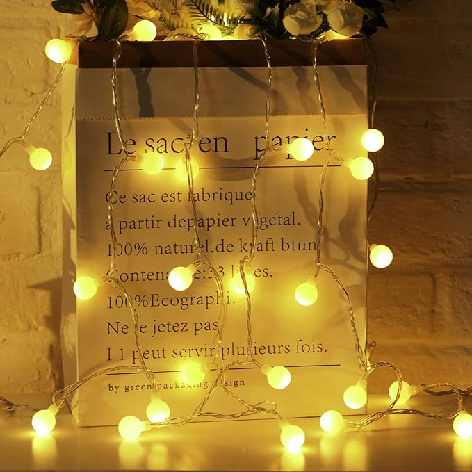 Minetom Mini Globe String Lights, 66 Ft. 200 LED Fairy String Lights Plug in, 8 Modes with Remote, Decor for Indoor Outdoor Party Wedding Christmas Tree Garden, Warm White-Ruum Studio Home