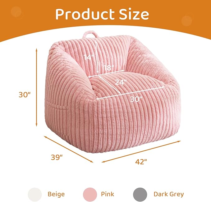 BYBYME Giant Bean Bag Chair for Adults and Kids, Large Comfy Cozy Beanbag, Floor Sofa for Teens, Living Room, Gaming, Reading, Pink-Ruum Studio Home
