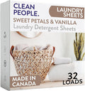 The Clean People Laundry Detergent Sheets - Laundry Soap - Ultra Concentrated, Recyclable Packaging, Stain Fighting - Sweet Petals & Vanilla, 32 Pack-Ruum Studio Home