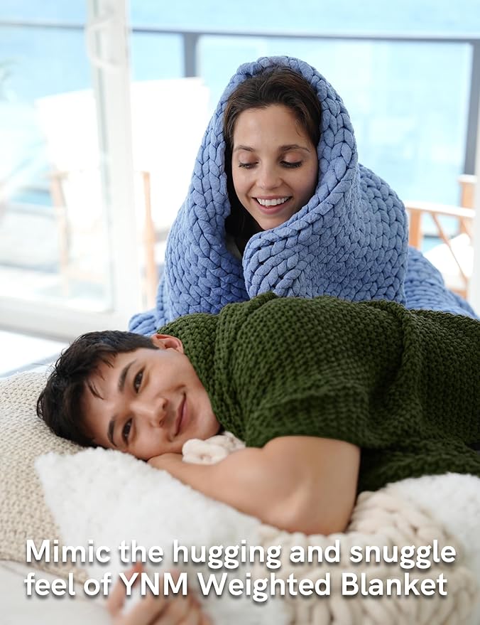 YnM Chunky Cotton Knit Throw Blanket, Cable Knit Throws for Bed Couch Sofa, Comfy & Relaxing, Decorative Piece for Farmhouse Modern Boho Rustic Scandinavian Chic Vibe, Pine Green 50x60 Inches-Ruum Studio Home