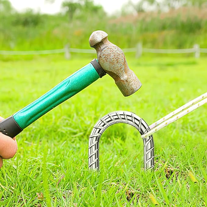 Rebar-Stakes-12-Inch, Ground Stakes Heavy Duty U-Hook Galvanized Anti-Rust Ground Anchors for Camping Tent Trampoline Accessories Dog Fence Chicken Coop Deer Fence 4pcs-Ruum Studio Home