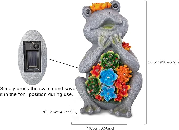 Frog Solar Figurine Light Statue Outdoor Gardening Gifts Decoration Garden Frogs Yard Decor Lamp With 8 Led Lights And Succulent Waterproof Patio Lawn Decor Housewarming Frog Gifts For Women-Ruum Studio Home