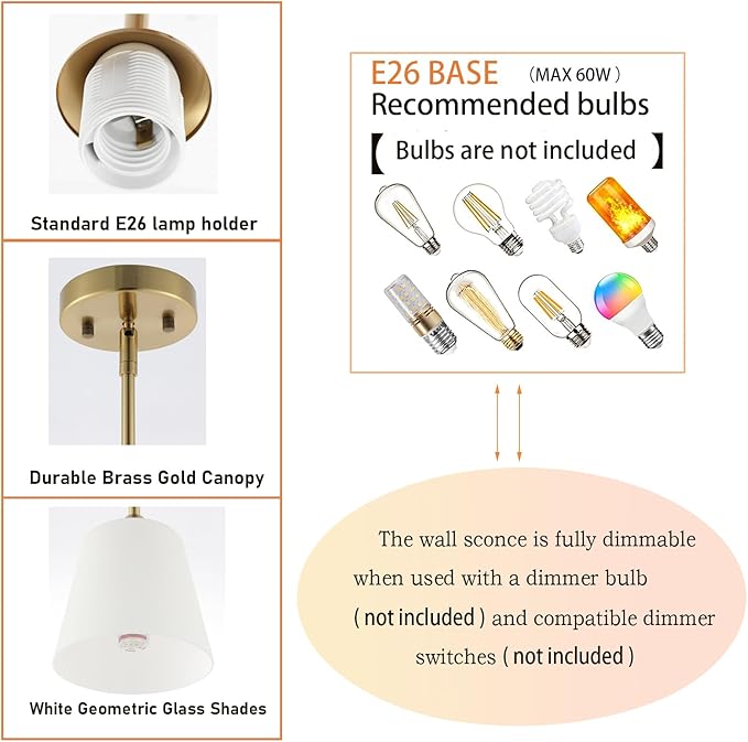 Modern Gold Pendant Light 3 Pack Brushed Brass Mid Century Chandelier White Cylinder Glass Shades Adjustable Rods Farmhouse Ceiling Hanging Lighting Fixture Kitchen Island Dining Room Bedroom-Ruum Studio Home