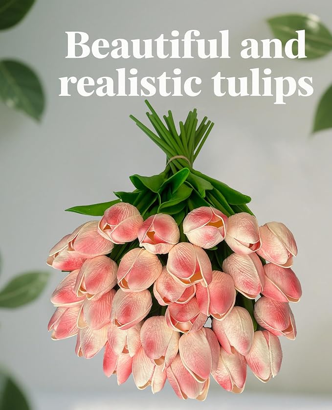 15pcs Real Touch Tulips PU Artificial Flowers Fake Tulips Flowers for Arrangement Wedding Party Easter Spring Home Dining Room Office Decoration-Ruum Studio Home