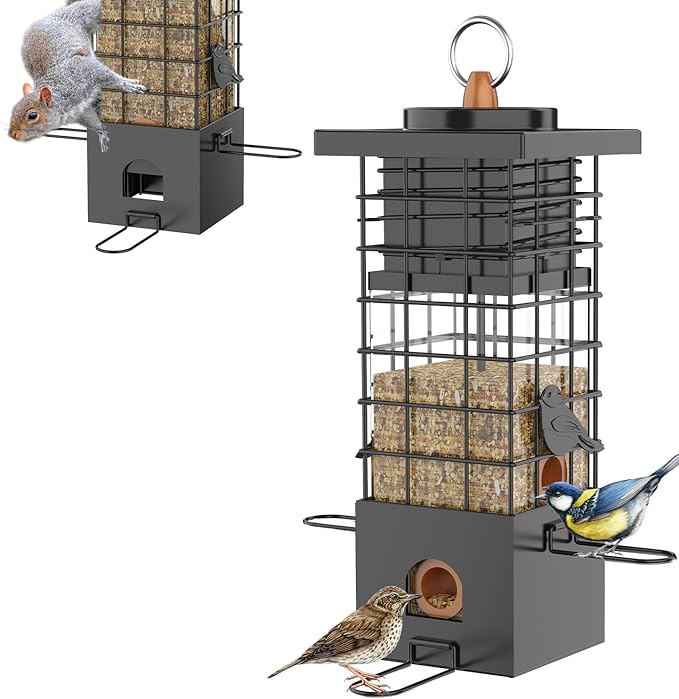 KRUOO Metal Squirrel Proof Bird Feeder for Outdoors Hanging,Wild Bird Feeders for Outside, 2.5 lb Capacity-Ruum Studio Home