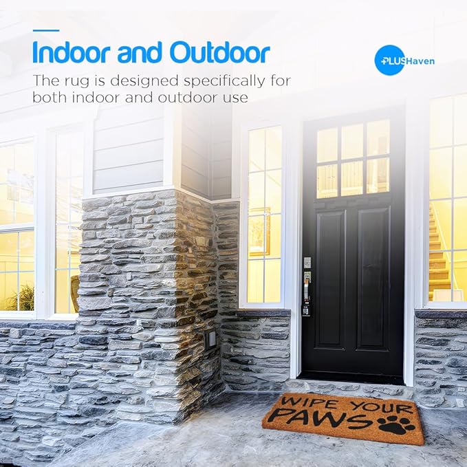 PLUS Haven Coco Coir Door Mat with Heavy Duty Backing, Natural Wipe Your Paws Doormat, 17.5”x30” for Entrance, Front Porch, Easy to Clean Entry Mat, Outdoor and Indoor Uses, Home Decor-Ruum Studio Home