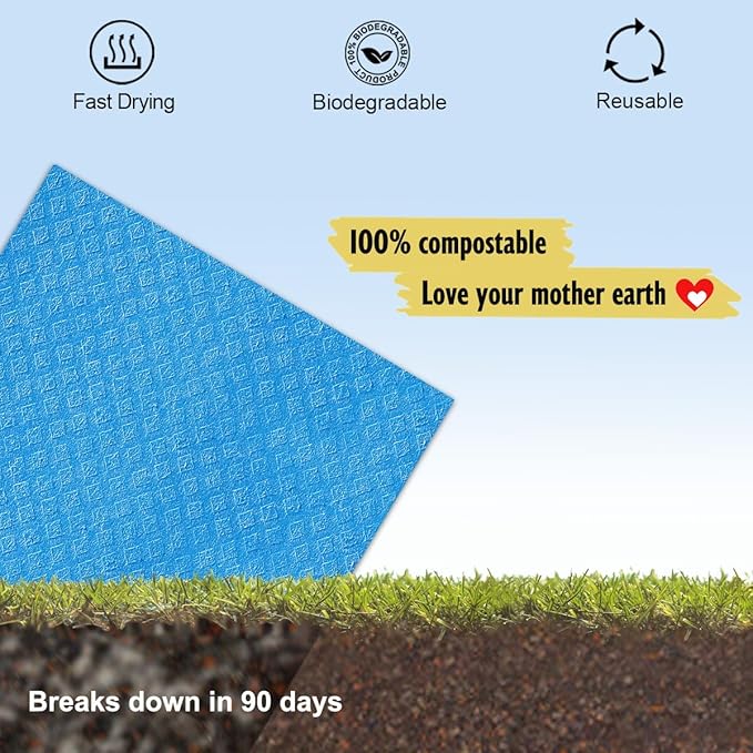 Swedish Dishcloths, Reusable Soft Kitchen Towels, Absorbent Sponge Cleaning Cloths, Washable Quick Drying, 6 Pack, Assorted-Ruum Studio Home