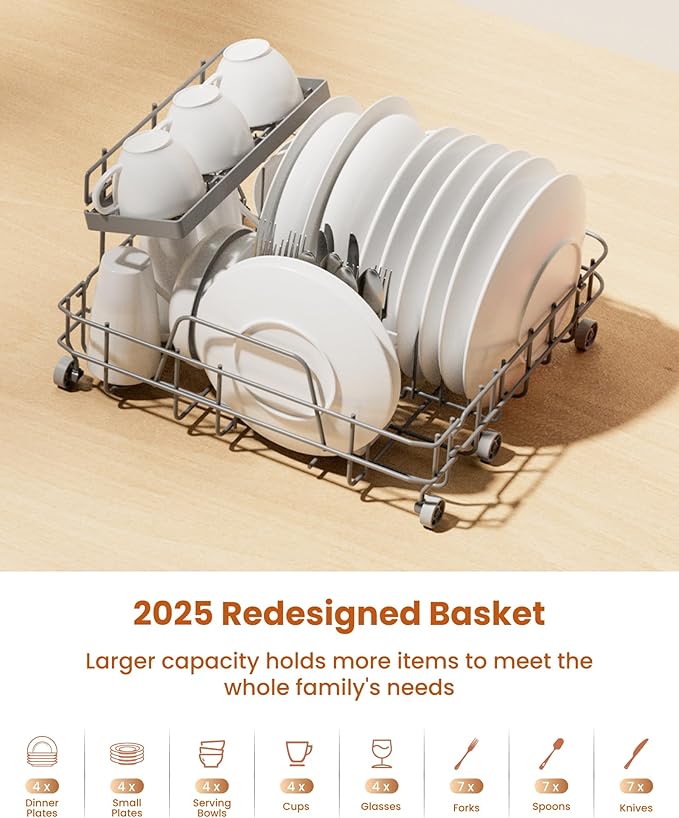 HAVA 2025 NEW Upgraded Countertop Dishwasher with Water Softener and Enhanced Energy Efficiency, Portable Dishwasher with 8 Wash Programs, Child Lock & Delayed Start Function, No Installation Needed-Ruum Studio Home