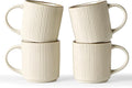 famiware Coffee Mug Set for 4, Star 12 oz Catering Mugs Cup Set with Handle for Coffee, Tea, Cocoa, Milk - Ceramic Stoneware Drinkware Set, White-Ruum Studio Home