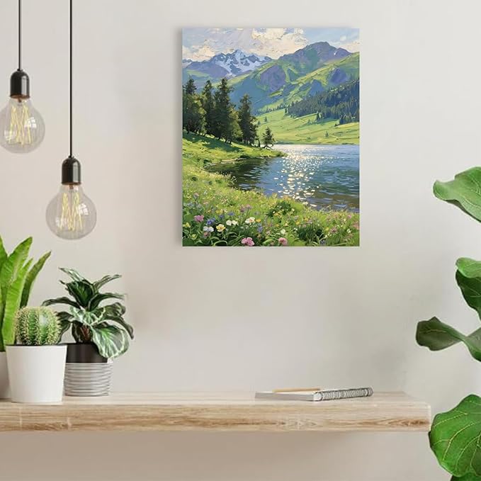 The scenery of mountain streams and green meadows is suitable for living rooms bedrooms offices landscape posters and wall paintings-Ruum Studio Home