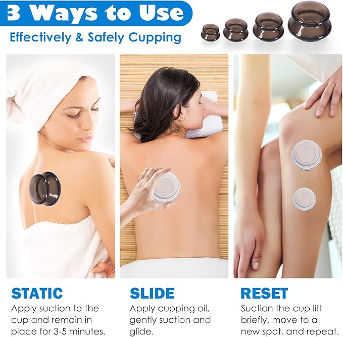 7Pcs Cupping Therapy Set-Professional Silicone Cupping, Suitable for Facial Body Massage/Deep Myofascial Release/Pain Relief/Muscle Relaxation & More (Black,7pcs)-Ruum Studio Home