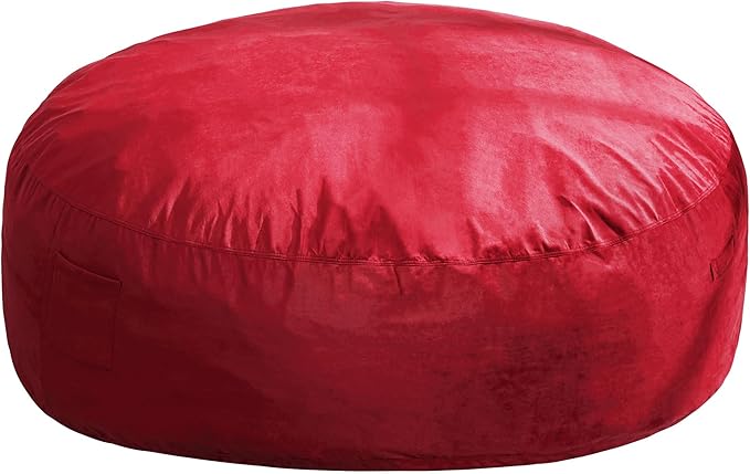 Hobestluk 6FT Bean Bag Chair Bean Bag Chairs for Adults Giant Bean Chairs with Velvet Cover, Memory Foam BeanBag Chair Fluffy BeanBag Chairs for Living Room, Bedroom- Red (70" x 70" x 15")-Ruum Studio Home
