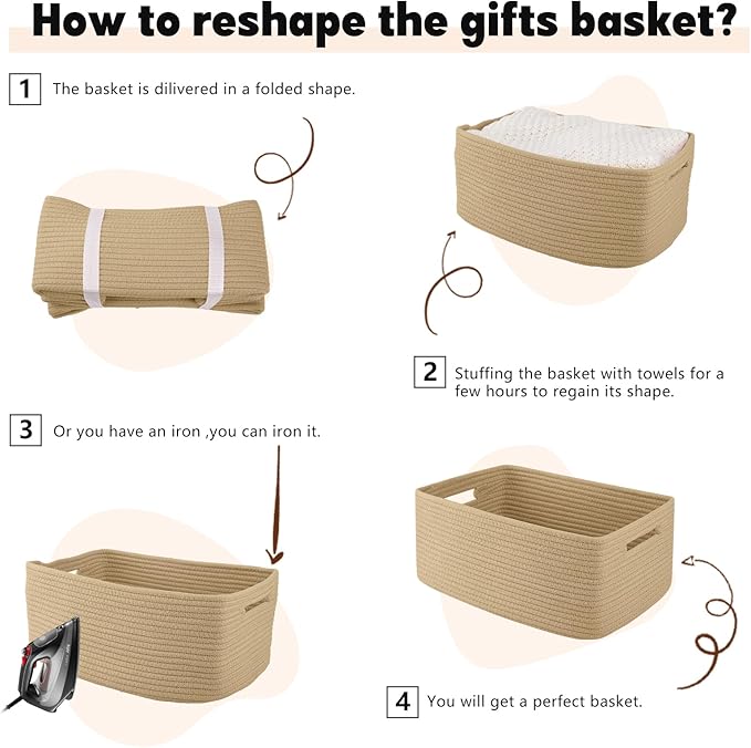 OIAHOMY Storage Basket for Shelves, Closet Cube Storage Bins Baskets for Clothes Blanket Towels, Baby Nursery, Toy Baskets Box, Woven Rope Basket, 17.72*12.99*7.87 IN, 2 Packs Jute Yellow-Ruum Studio Home
