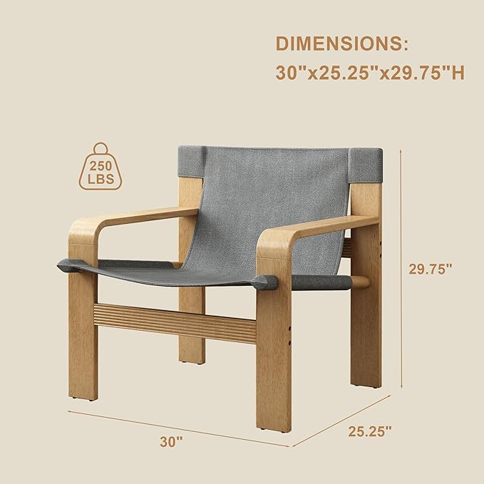 Mid-Century Accent Chair with Wide Armrest & Solid Wood Frame, Detachable and Washable Armchair, Modern Living Room Reading Chairs for Bedroom Sunroom Bedroom Balcony,Light Grey-Ruum Studio Home