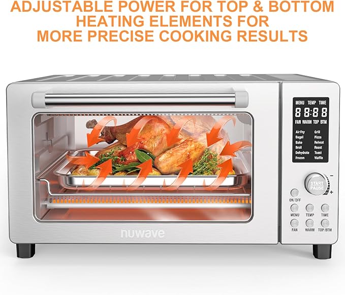 Nuwave Bravo Air Fryer Toaster Smart Oven, 10-in-1 Countertop Convection, 1800 Watts, 21-Qt Capacity, 50°-450°F Temp Controls, Top and Bottom Heater Adjustments 0%-100%, PFAS Free, Stainless Steel-Ruum Studio Home