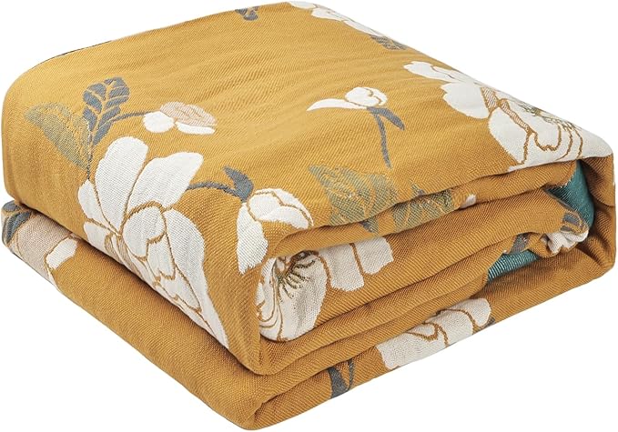Boho Throw Blanket for Bed - 100% Pure Cotton Ultra Soft Rustic Quilt - Farmhouse Decor Bed Blankets, All Season Rustic Throw for Sofa Couch Chair(60"×80", Flower Branch 2)-Ruum Studio Home