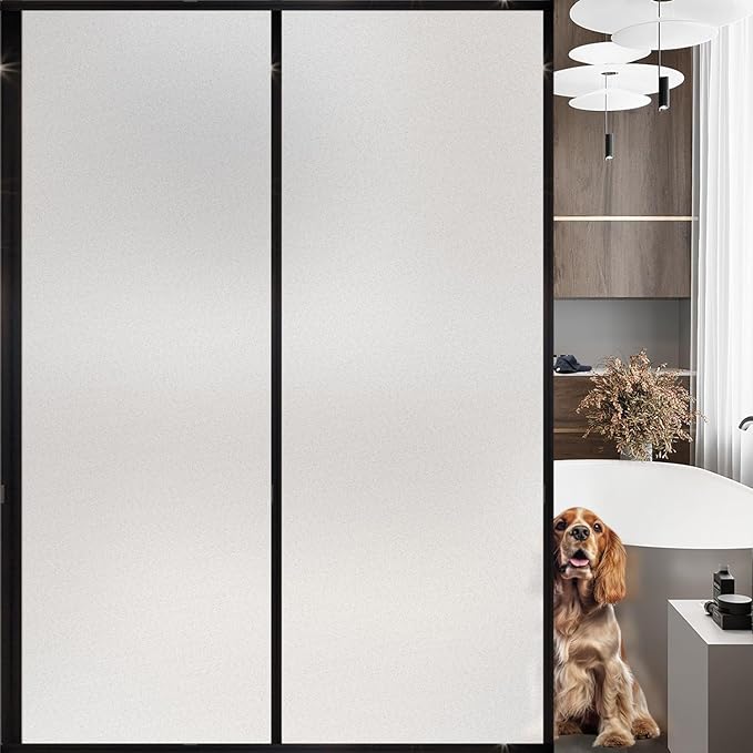 Window Privacy Film with Installation Tools, White Frosted, Static Cling, Anti UV, Heat Control, Ideal for Home Shower Office Glass Door (White Frosted, 45.2×314.9Inch)-Ruum Studio Home