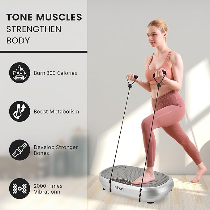 EILISON FitMax 3D XL Vibration Plate Exercise Machine - Whole Body Workout Vibration Platform w/Loop Bands - Lymphatic Drainage Machine for Weight Loss, Shaping, Wellness, Recovery-Ruum Studio Home