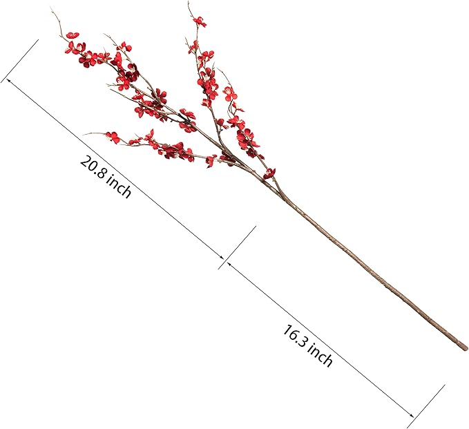 4Pcs Cherry Blossom Branches Artificial Flowers for Spring Summer Indoor Decoration,Faux Long Stem Artificial Flowers for Wedding Home Office Bedroom Party Table Centerpieces Decor(Red)-Ruum Studio Home