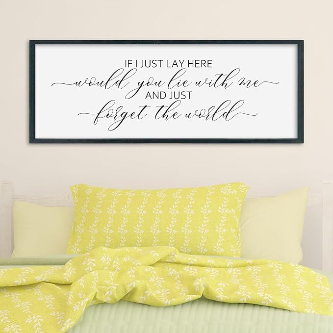 SRSZHIYUE If I Lay Here Would You Lie With Me Sign Bedroom Wall Decor Art 32"×12" Large Wood Framed Wall Hanging (Black)-Ruum Studio Home