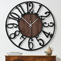 Maxstar Large Round Wall Clock for Living Room Decor Battery Operated Non Ticking Black Metal Wood Clocks for Home Living Room Garden Office Kitchen Decoration -40inch-Ruum Studio Home