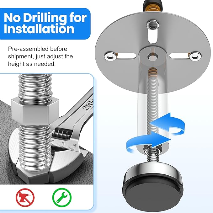 Garbage Disposal Support, Adjustable Spring Shock Absorber Bracket (7.48-10.62 inch (19-27cm)), Holds Up tp 440lbs, Stainless Steel Noise Reduction Installation Kit-Ruum Studio Home