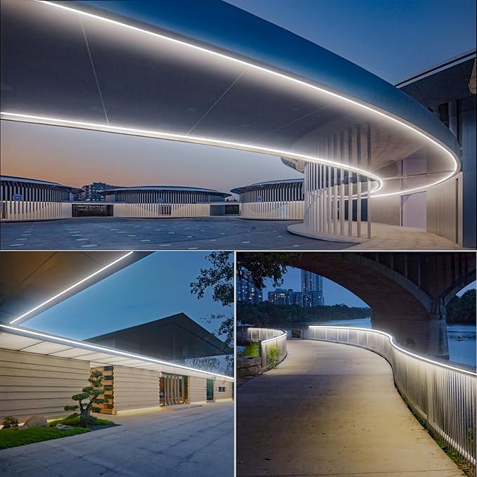 GZBtech Flexible LED Neon Rope Lights 33FT,AC 110-120V Waterproof Strip Light, 120 LEDs/M Cuttable Connectable Neon Lighting for Indoor Outdoor Home Decor/Commercial Building Use-Cold White 10M-Ruum Studio Home