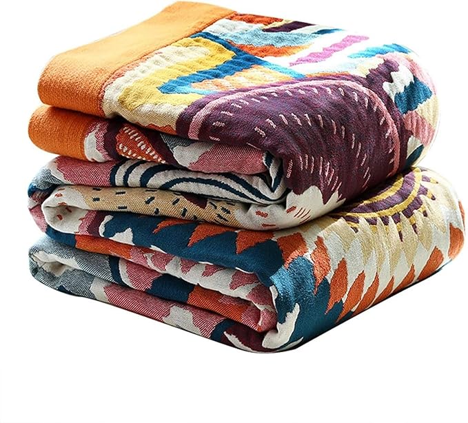 MSGKV Boho Throw Blanket for Bed Couch,100% Cotton Throw Blankets 80''x 90'' Mexican Super Soft Blanket Travel Picnic Blankets Versatile Knit Woven Blanket Boho Decor-Ruum Studio Home