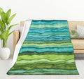 HGOD DESIGNS Watercolor Stripped Waves Blanket for Women, Lightweight Soft Fleece Flannel Throw Blanket Blue and Green Sofa Couch Living Room 40x50 Inch-Ruum Studio Home