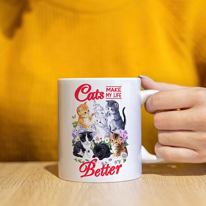 JINYO Cat Coffee Mugs, Cat Coffee Mugs For Cat Lovers,Cat Mom Cup,Cat Mom Mug,Cat Mugs For Cat Lovers Women, Cat Gifts for Cat Lovers Women Girls, Cat Lover Coffee Mug, Cat Lover Gift, Cat Cups, 11oz-Ruum Studio Home