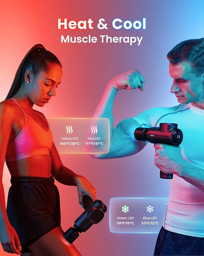 RENPHO Massage Gun with Heat and Cold, Portable Percussion Muscle Deep Tissue Massager with Bluetooth, Carry Case, Gifts for Men Women, Active+ Thermacool-Ruum Studio Home