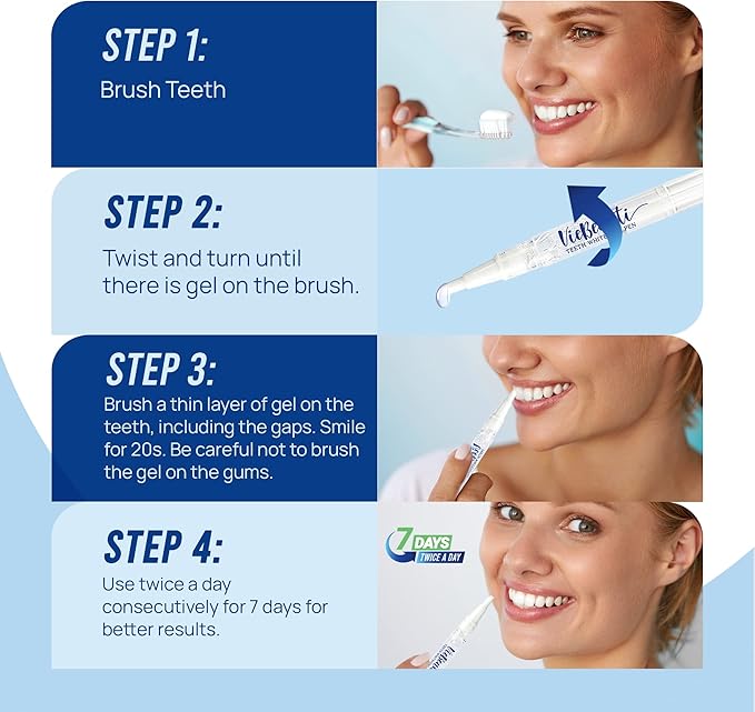 VieBeauti Teeth Whitening Pen (4 Pcs), 40+ Uses, Effective, Painless, No Sensitivity, Travel-Friendly, Easy to Use, Beautiful White Smile, Mint Flavor-Ruum Studio Home
