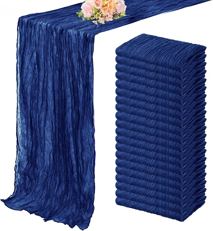 10FT 20 Pack Royal Blue Cheesecloth Table Runner 20 x 120 Inch Long Rustic Gauze Cheese Cloth Table Runner for Wedding Bridal Baby Shower Table Decorations Boho Fabric Sheer Birthday Party Table Decor-Ruum Studio Home