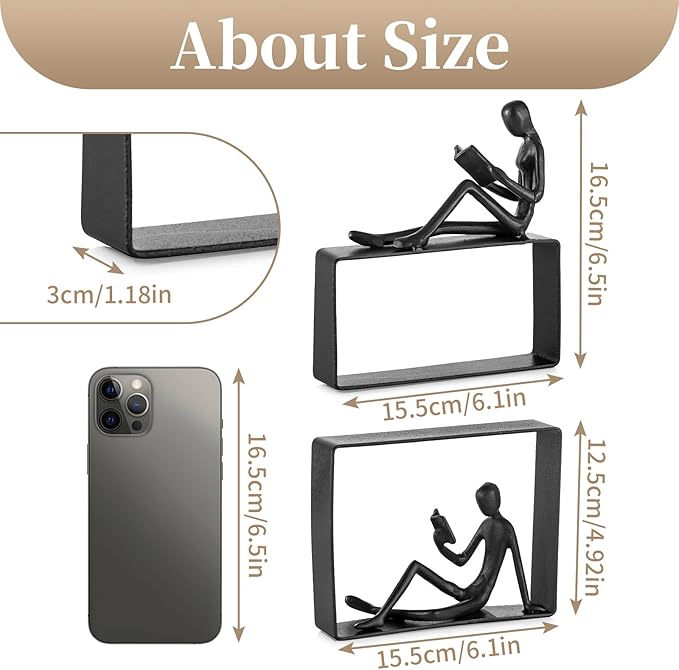 Sziqiqi Book Ends for Shelves Decorative: Heavy Duty Bookends for Books Cast Iron Cute Bookends Decorative Bookends for Shelves Office Desk Bookcase Bookshelf - Gift for Boys Girls Men Women Nerdy-Ruum Studio Home