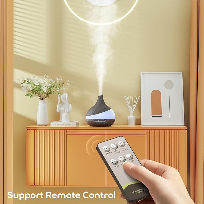 500ML Essential Oil Diffuser: Aroma Diffuser with Remote Control for Hotel Spa Yoga Room - Humidifiers for Bedroom with 14 Colors LED Night Light for Kids/Women Home Relaxation-Ruum Studio Home