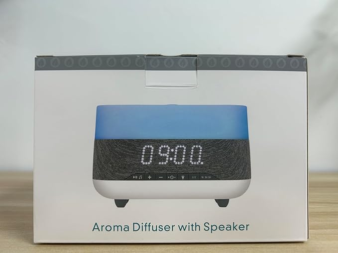 Versatile Essential Oil Diffuser, 300ml Aroma Diffuser with Bluetooth Speaker and Alarm Clock, 7 Colors LED Light Aromatherapy Diffusers & Cool Mist Humidifier 3-Level Brightness, Auto-Off Protection-Ruum Studio Home