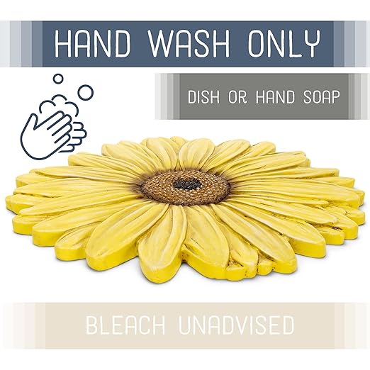 NAT & Jules Gerbera Daisy Flower Shaped Dimensional Indoor Outdoor 12 inch Cast Resin Decorative Garden Stepping Stone, Patio, Walkway Sculpture Yard Art, Yellow-Ruum Studio Home