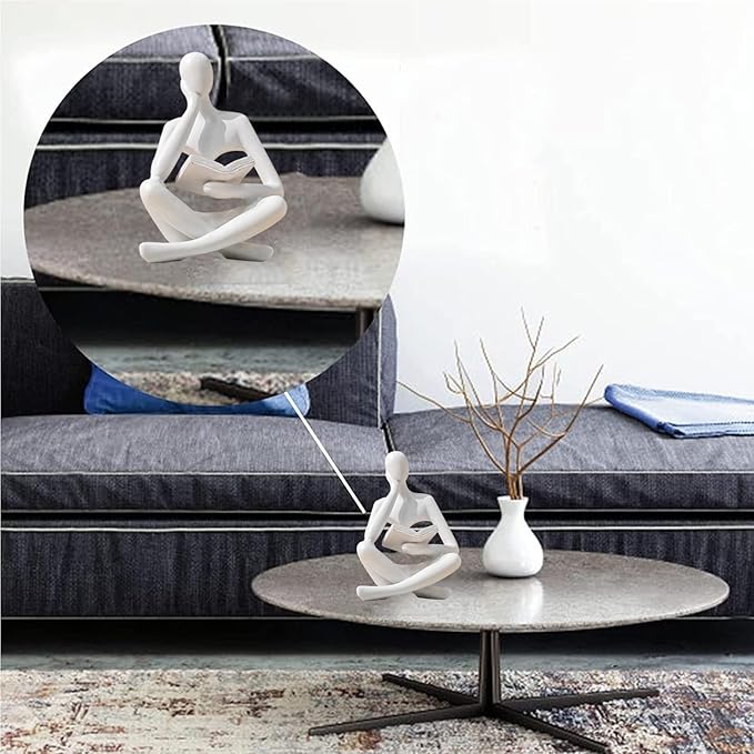 Bookshelf Decor Thinker Statue - Abstract Style Thinker Sculptures Modern Aesthetic Figurine Decoration Statues for Home Decor-Zuo Si-White-Ruum Studio Home